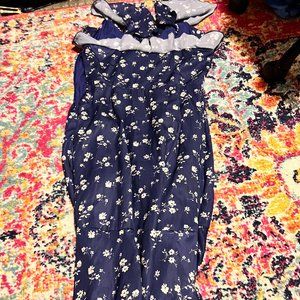 Off the Shoulder Ruffled Sleeve Navy Floral Altar'd State Dress